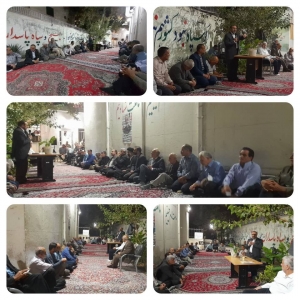 تصویر نشست علی حدادی با جمعی پیشکسوتان و رزمندگان شهرستان نظرآباد
