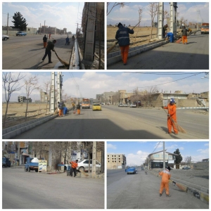 تصویر خانه تکانی معابر سطح شهر گلسار در آستانه نوروز