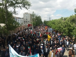 تصویر پیام تشکر  به پاس شکوه حضور چشمگیر و دشمن شکن مردم ولایتمدار نظرآباددر روز جهانی قدس
