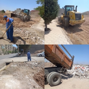 تصویر ادامه ی فعالیت های ستاد نخاله برداری شهرداری مِهستان