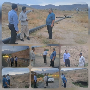 تصویر حضور فرماندار طالقان در روستای زیدشت و بررسی میدانی وضعیت آب‌رسانی
