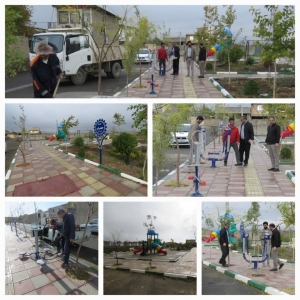 تصویر نصب ست های کامل ورزشی در بوستان حجاب شهرتنکمان