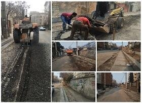 تصویر جدول گذاری معابر محله گلشهر در حال انجام است