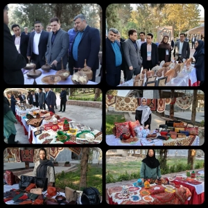 تصویر برپایی نمایشگاه صنایع‌دستی در حاشیه نشست فرمانداران در ساوجبلاغ