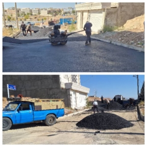 تصویر اجرای عملیات گسترده و مستمر روکش آسفالت شهر مهستان