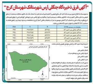 تصویر آگهی قرق ذخیرگاه جنگلی ارس شهرستانک شهرستان کرج